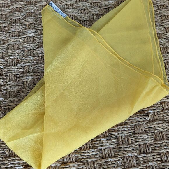 Vintage Nasharr Freres, Ltd Hand Rolled Scarf - Bright Yellow - Silk & Vinal - Picture 5 of 5
